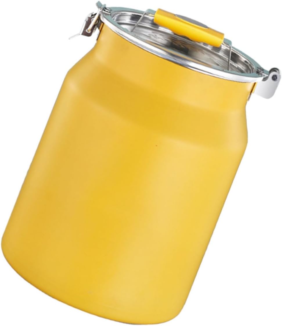 Yellow Stainless Steel Rice Bucket Airtight Kitchen Storage Container for Flour Grain Soybeans Multi Use Household Food Organizer Canister for Pantry Cleanliness