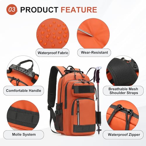 Mochila de pesca impermeable 35L con soporte para caña naranja miniatura 4