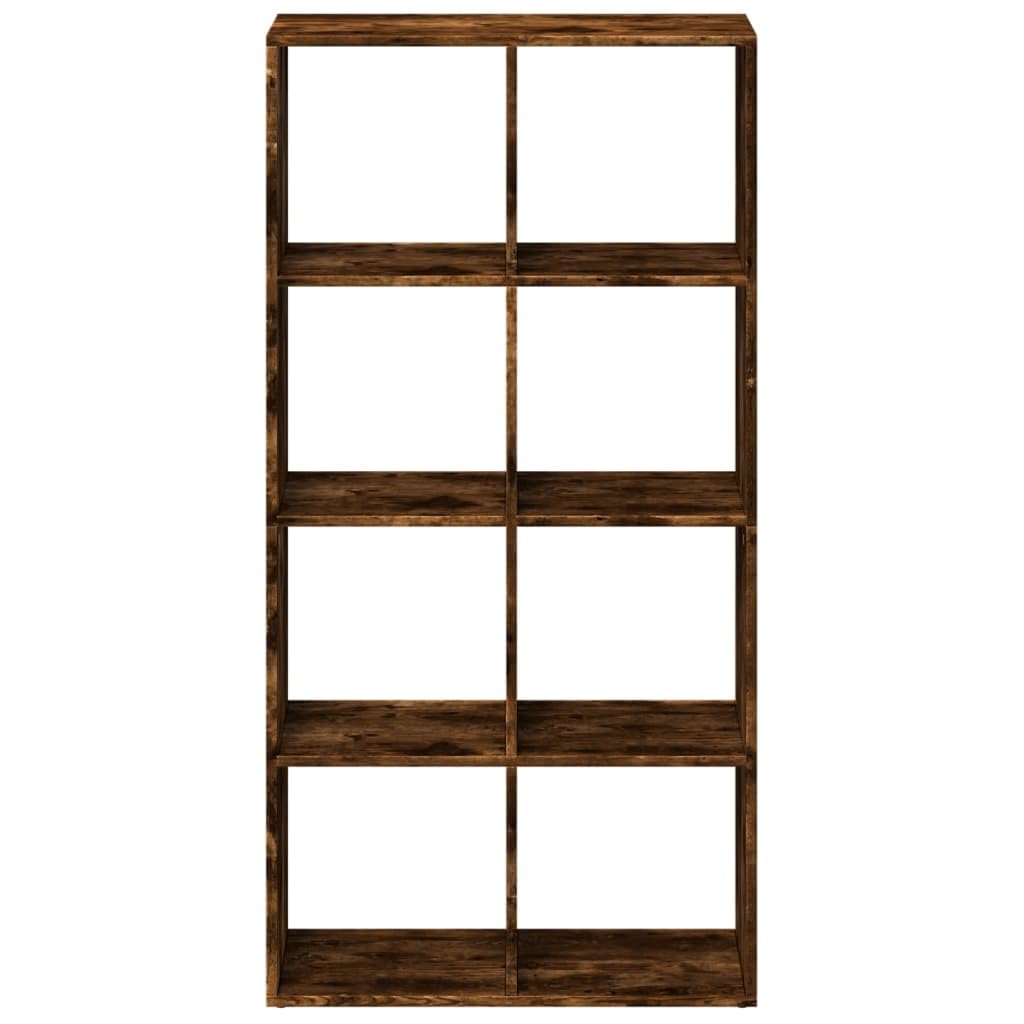 Nowoczesny regał na książki, dąb wędzony, 69,5 x 29 x 137,5 cm, z 8 półkami, uniwersalny organizer Cube do salonu, biura i sypialni