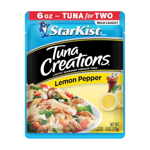 Image of StarKist Tuna Creations Lemon Pepper, 6oz Pouch, 12-Pack | 19g Protein Per Serving, Wild Caught, Shelf Stable Seafood, Gluten Free, Soy Free, No Draining, Ready to Eat for Salads