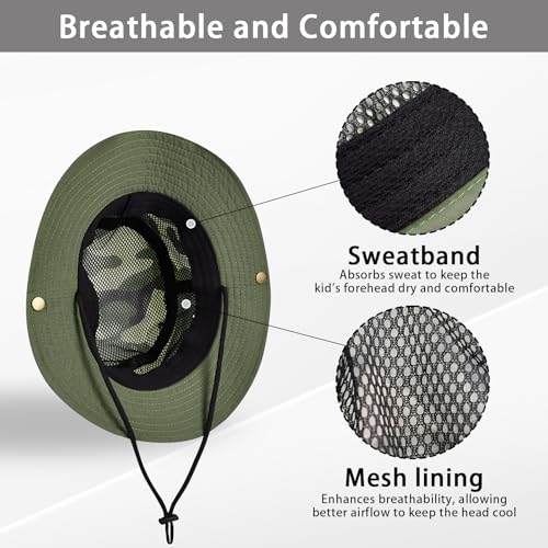 Sun Hats for Kids UPF 50+ Sun Protection Wide Brim Bucket Hat for Boys Girls Lightweight & Breathable Safari Fishing Hat4
