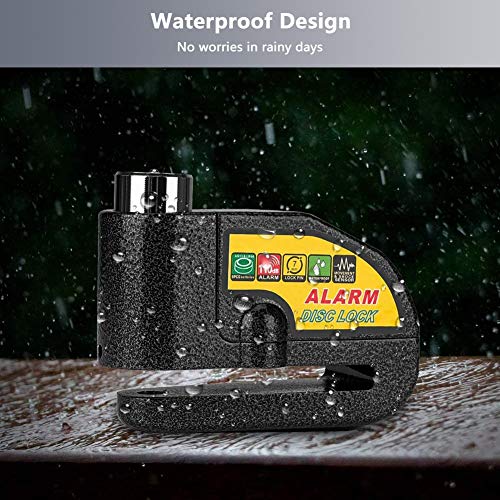 Disc Brake Lock, Linkax Motorcycle Alarm Disc Lock Motorbike Bike Scooter Security Lock Waterproof 110dB Alarm Sound with 1.5M Reminder Cable Keys & Carry Pouch for Motorbike Bike Scooter - Thumbnail 4
