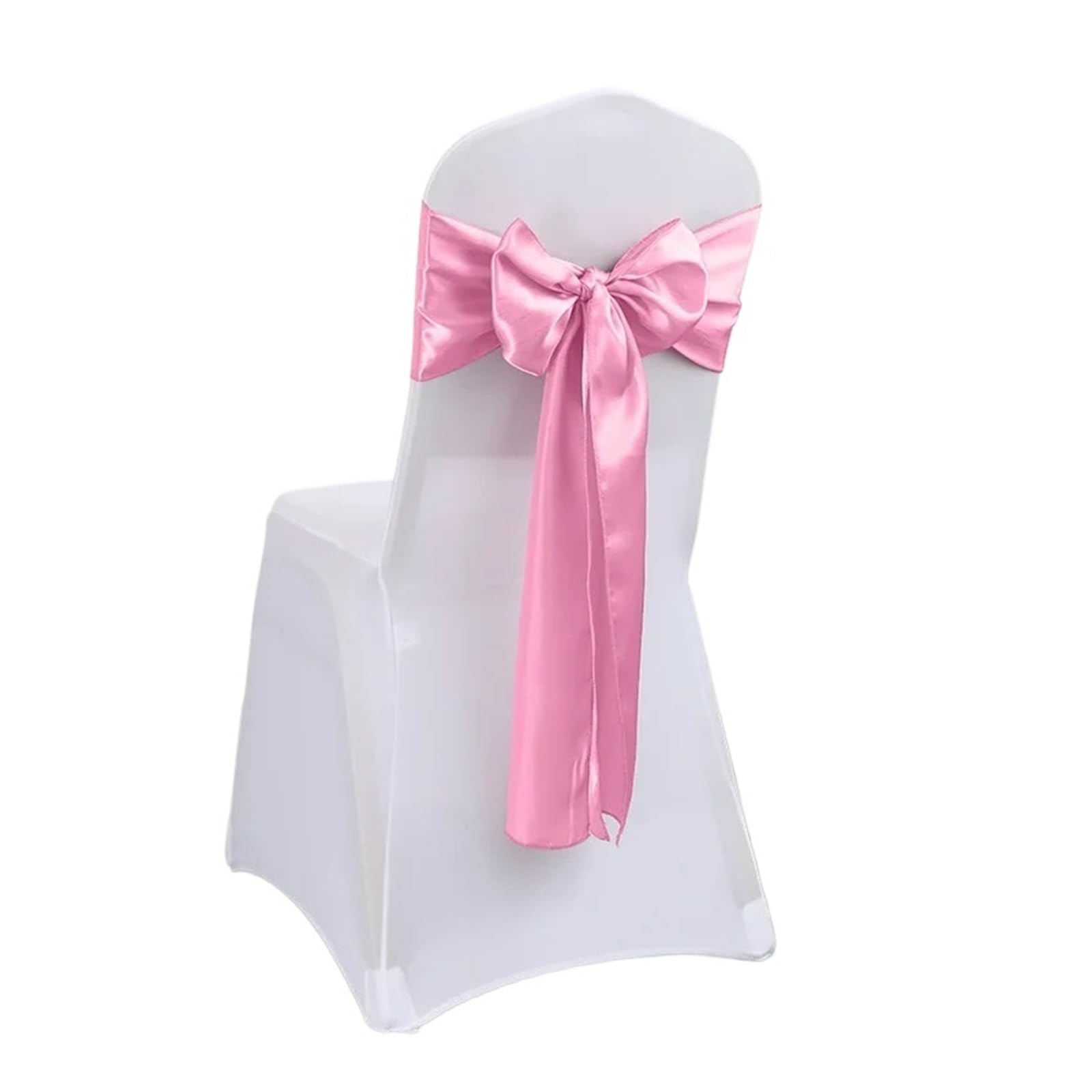 YGSGJSP Chair Sashes 10/50PCS Satin Chair Sashes Bows Universal Ribbon Ties Back Sash for Wedding Party Events Banquets Cover Decoration for Wedding(Pink,50pcs)