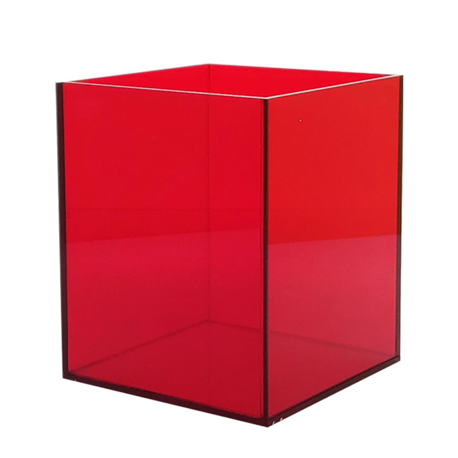 CXGBQSJ Colored Acrylic Display Box Modern Showcase Storage For Retail Product Presentation and Countertop Organisation 15*15*20cm,Red,Five sided
