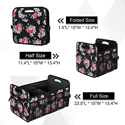 Image of Femuar Car Trunk Organizer,Car Storage Organizer with 72L Large Capacity Waterproof Collapsible and 11 Pockets,Trunk Organizer for Car Suv /Jeep /Sedan, Large Size, Flower