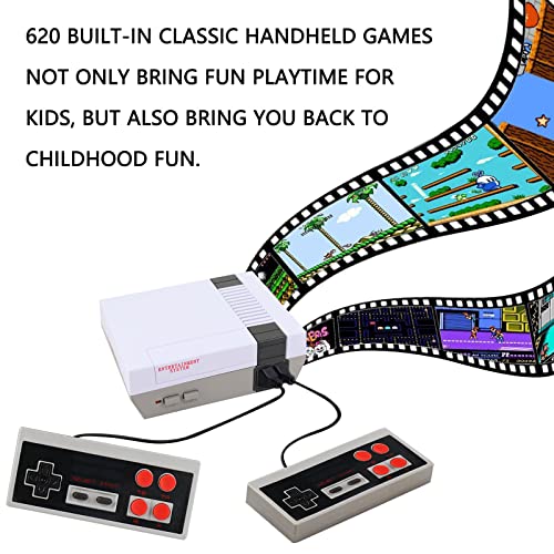 Mini Retro Game Console Contains 620 Classic Video Games, Plug and Play TV Games with 2X 4 Classic Edition Controllers for Kids and Adults-AV Output