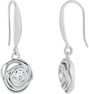 Voylla Rosette Lab-Grown Diamond 925 Sterling Silver Drop Earrings For Women, Premium Gift, Luxury, Fashion, Valentine's, ... Price In India