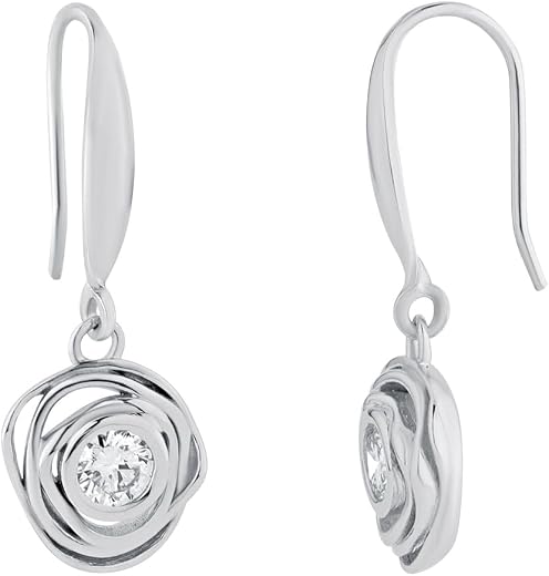 Voylla Rosette Lab-Grown Diamond 925 Sterling Silver Drop Earrings For Women, Premium Gift, Luxury, Fashion, Valentine's, ...