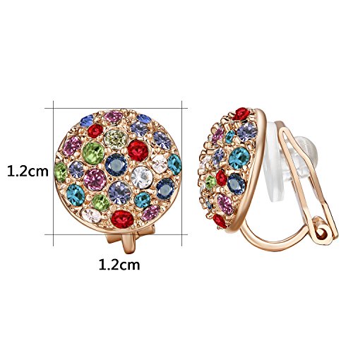 Yoursfs Clip On Earrings with Round Austrian Crystals Christmas Gifts For Women Kids Non Pierced Ears2