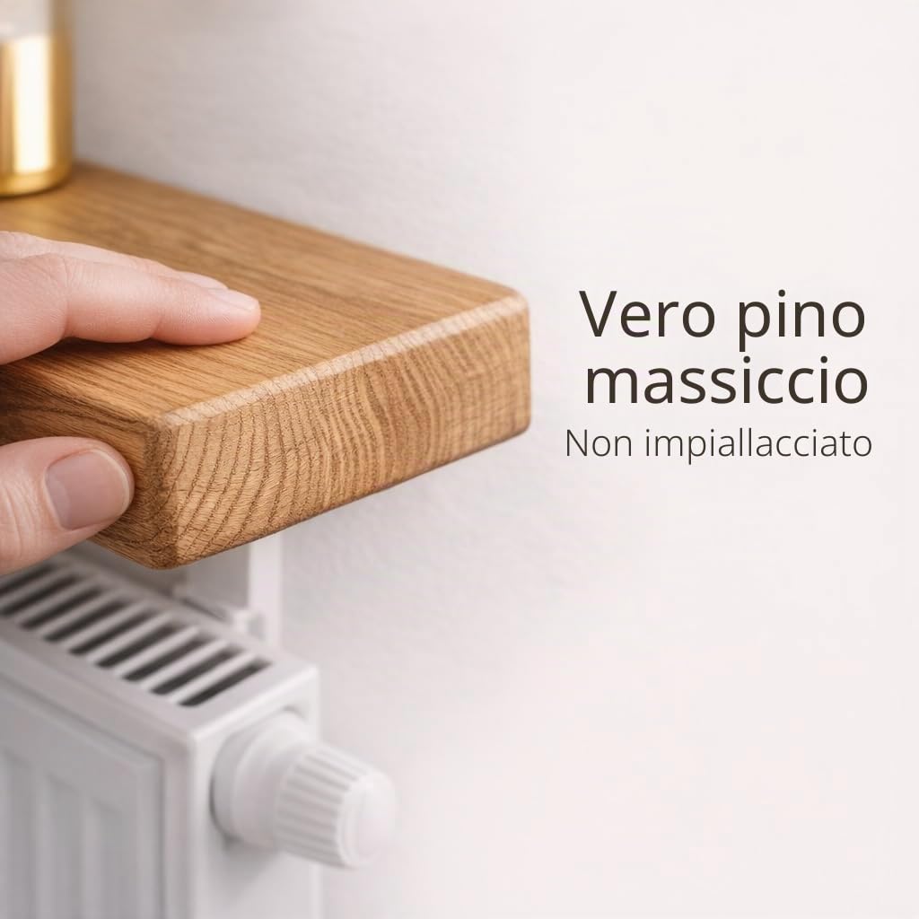 MKGT Mensola per radiatore senza trapano, rustica, sottile, per corridoio (rovere Tudor, 60 cm)