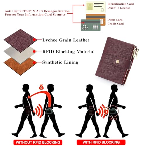 Image of GOIACII Small Wallet for Women with Double Zipper Pocket RFID Blocking Ladies Wallet Leather