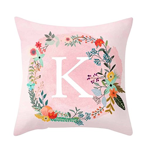 Federa per cuscino con motivo a lettere rosa