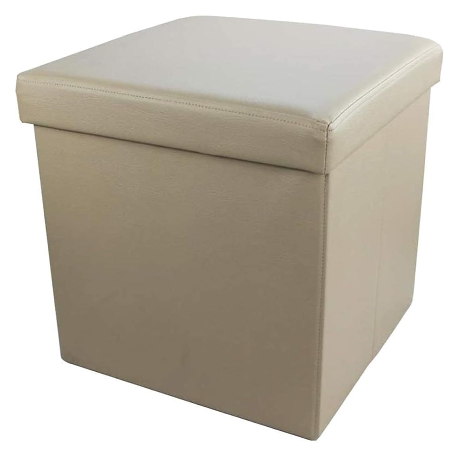 Banc tabouret repose-pieds en cuir pliable beige pour un salon toujours rangé