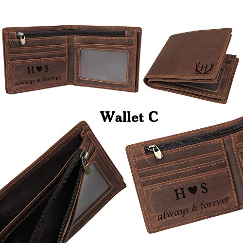 Awofer Custom Mens Engraved Leather Wallet, Anniversary & Dad Present4