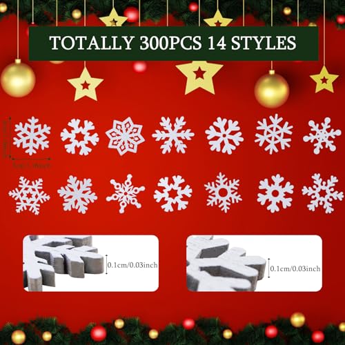 100 Pieces Christmas Decoration Snowflakes Wooden Decoration 25 mm 35 mm Mini Snowflakes Wooden Discs Scatter Decoration for DIY Crafts Christmas Table Decoration Winter Decoration - Image 2