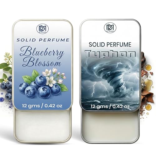 Image of Dr.Mashur Solid Perfume |blueberry blossom&Typhon Alcohol Free Wax Perfume Balm, Long Lasting | Pocket Tin 12g, Pack Of 2| Non Greasy Smooth Glide, Travel Friendly Unisex Gifts He Or Her