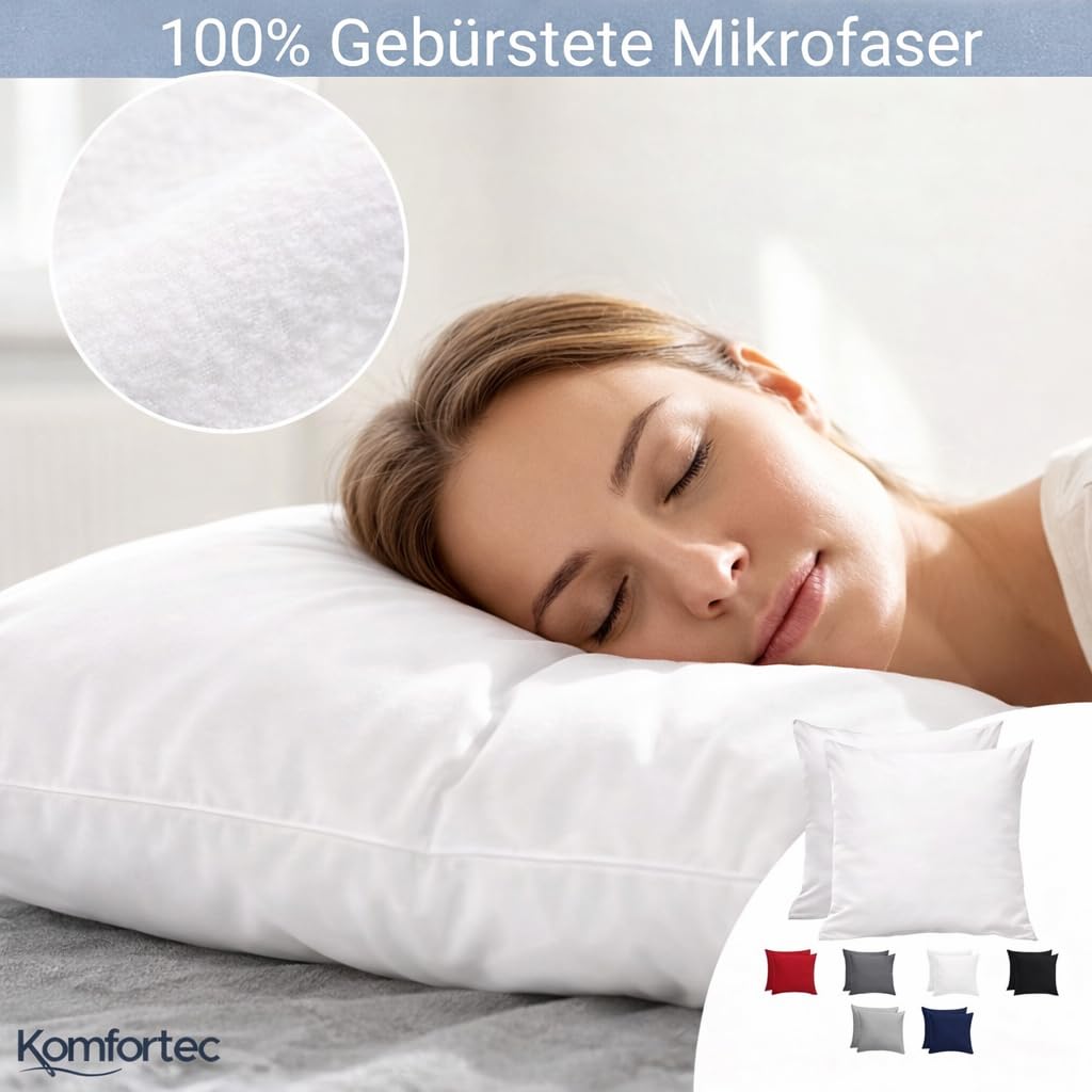 Komfortec Set van 2 Premium Kussenslopen 40x40 cm - Superzachte Kussenhoes – 100% - Geborsteld Mikrovezel 90g/m² - Blauw