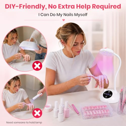 Image of Beetles Gooseneck Flash Cure Nail Lamp, Cordless 2000mAh UV Light MilkKitty | Rechargeable 36mW /cm Flash Cure Lamp 365nm+405nm Dual UV LED Light Source, Digital Display for Nail Tips Press on Nails