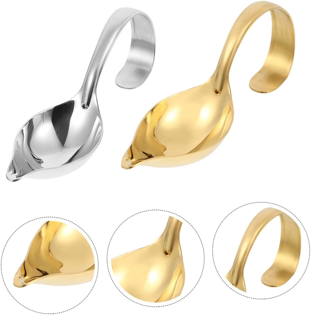 2pcs Stainless Steel Saucier Drizzle Spoons for Steak Sauce
