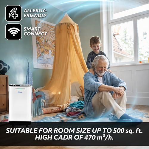 Image of Forus Air Purifier for Home & Office, H13 HEPA 3-in-1 filter, Removes 99.99% Pollutants, Allergens, Pet Dander, Smoke, Dust, virus, Covers Up to 500 Sqft Area | PM 2.5 | 2-Year Warranty - White