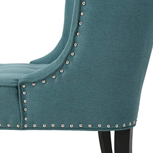 Gdfstudio Aria | Occasional Chair | Wing Back | Nail Head Accents | Button Tufted | Corded | Fabric In Dark Teal #TOP4