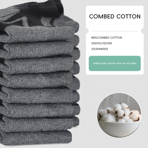 Begrily 8 Pack Mens Cotton Ankle Socks Low Cut Cushioned Non Slip Arch Support Running Sock Comfort for Casual Athletic2