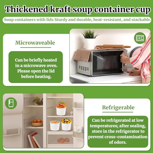 Image of 12 oz 50 Pack Paper Soup Cups with Lids, Paper Ice Cream Cups