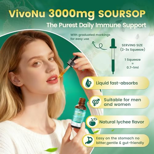 Image of 10-in-1 Soursop Bitters Liquid Drops 3000mg, Soursop Drops with Ashwagandha, Black Seed Oil, Moringa, See Moss for Natural Antioxidant, Cell Support & Regeneration, Immune Boost, Rich In Vitamin D& C