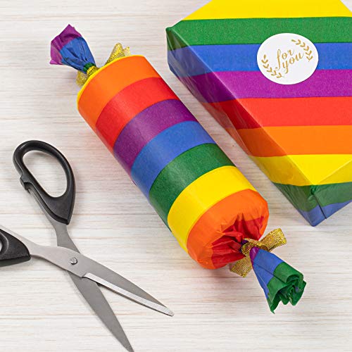 Whaline 100 Sheet Rainbow Tissue Paper Crepe Paper Colorful Stripes Art Tissue Bulk Colored Gift Wrapping Paper For Diy Art Craft Gay Pride Party Gift Bags Birthday Wedding Favors #TOP6