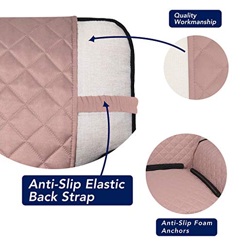 Image of PureFit Reversible Quilted Sofa Cover, Water Resistant Slipcover Furniture Protector, Washable Couch Cover with Non Slip Foam and Elastic Straps for Kids, Dogs, Pets (X Large, Pink /Beige)