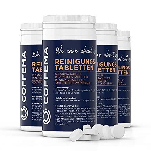 Coffema Reinigungstabletten (1 g) - 4 x 100 Tabs - für die professionelle Reinigung von Kaffeemaschinen und Kaffeevollautomaten - entfettet und reinigt