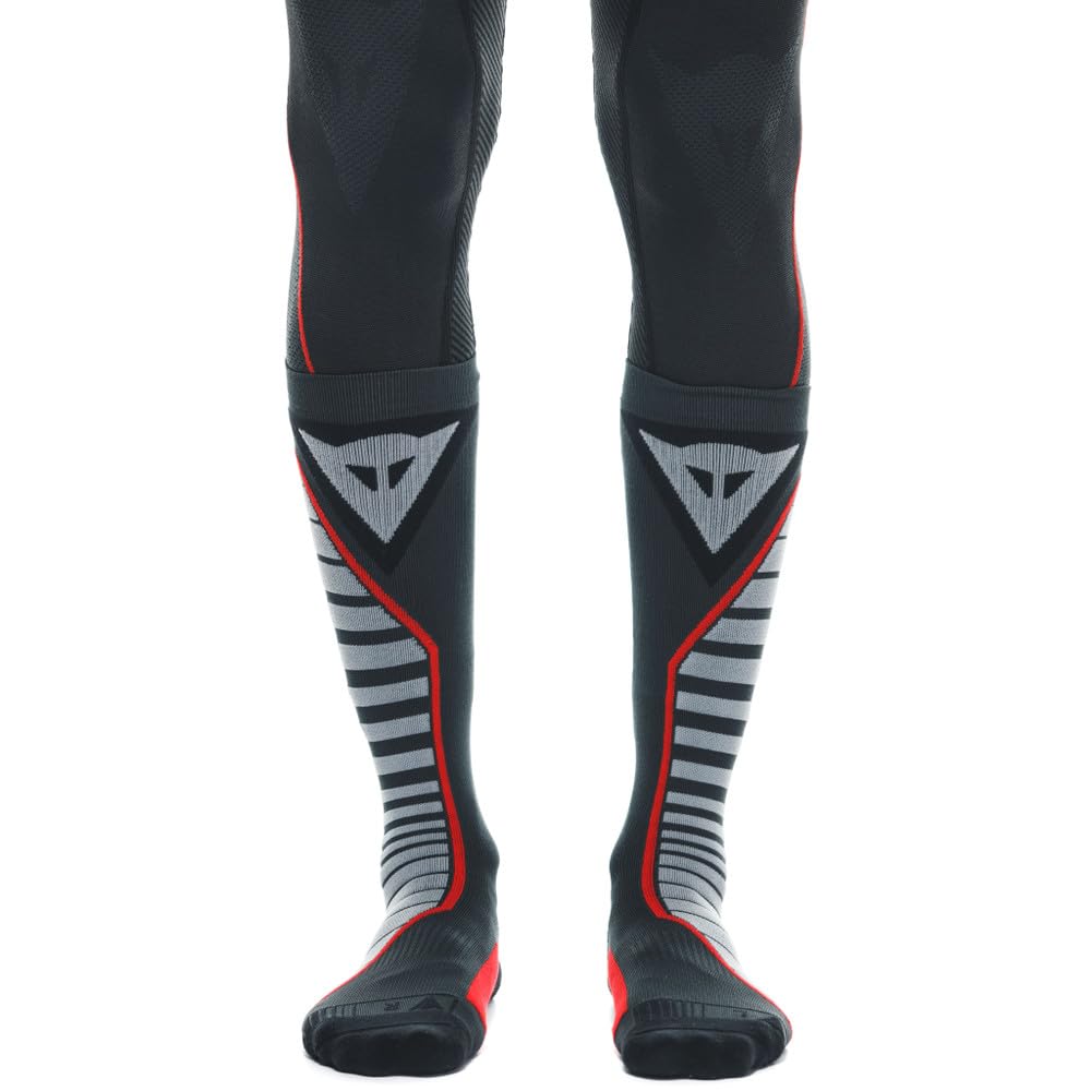 Dainese Thermo Long Socks, Calcetines Largos Moto, para Hombres y Mujeres, Negro/Rojo, 3638