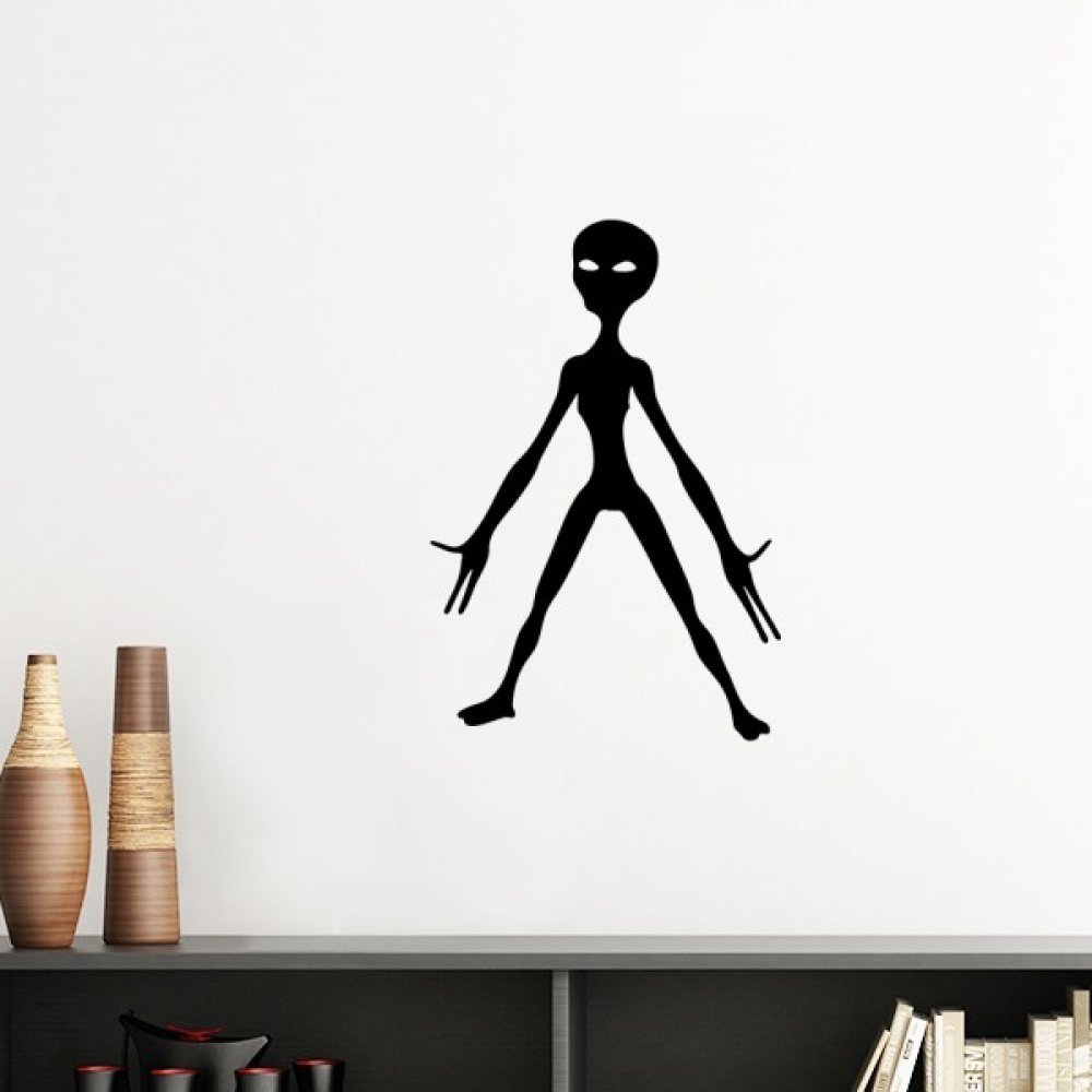 Sticker mural alien amovible et repositionnable papier peint vert 40cm