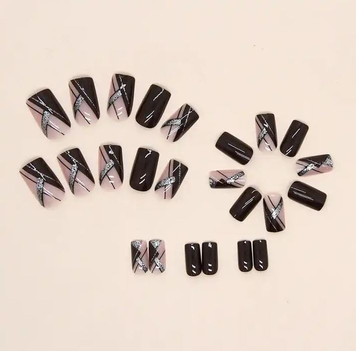 Image of ZOONA 24PCS Everlasting French Nails Artificial Nails Art Set| Lightweight & Long Lasting| Easy To Use| Quick Fix For Festivals & Special Occasions (W676)