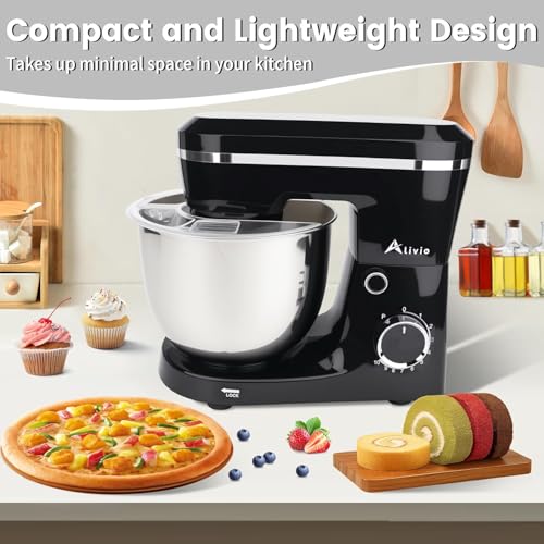 Alivio 5L Stand Mixer 1500W Heavy Duty Kitchen Mixer, 10+ Speed Control with Pulse, Electric Food Mixer with Dough Hook, Flat Beater & Whisk, Stainless Steel Bowl for Baking & Kneading (Black) - Image 5