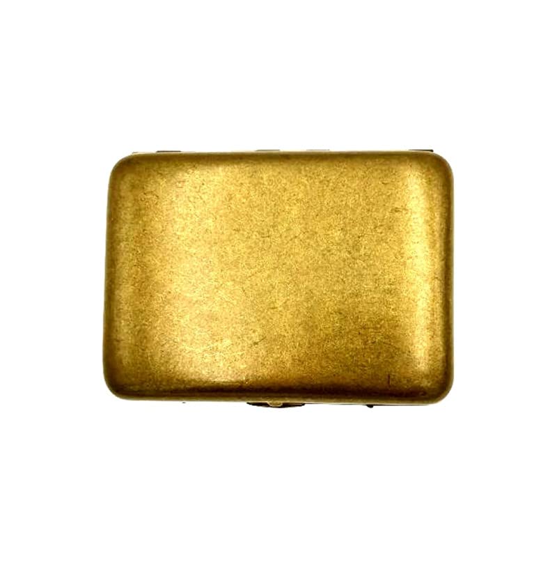 Collectable Vintage Solid Brass Copper Cigarette Case Holder Box,Slim Metal Cigarette Box Gold Cigarette Protector for 16 Regular Cigarettes