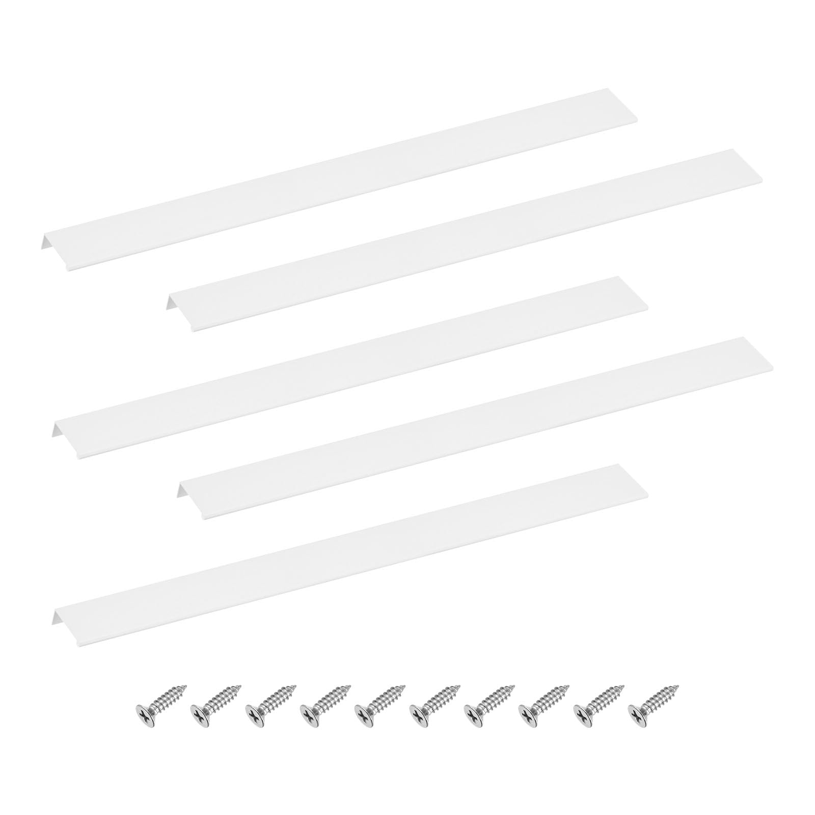 sourcing map Cabinet Finger Edge Pull, 5pcs 600mm / 23.62" Aluminum Alloy Back Mount Hidden Drawer Edge Handles, Modern Concealed Tab Pulls for Home Kitchen Furniture, White