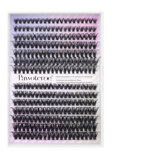 Pawotence Lash Clusters 280pcs Cluster Eyelash Extensions 40D 50D Eyelash Clusters Lash Extension 8-16mm Individual Lashes for Self Application at Home (40D&amp;50D, 0.07D, 8-16mm)