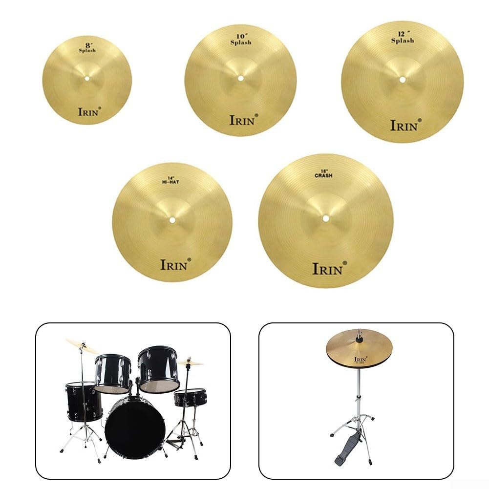 Juego de platillos de tambor, 8, 10, 12, 14, 16 pulgadas, platillos de latón para salpicaduras, platillos de viaje Hi-Hat para kit de batería, piezas de instrumentos musicales de percusión (16