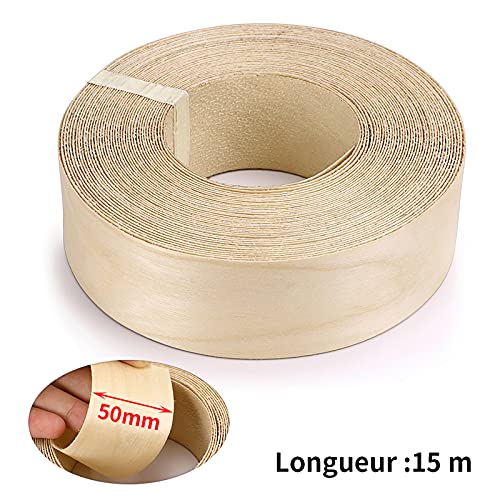 Skelang Melaminkante, Melaminkantenumleimer, Melaminkante zum Aufbügeln, für Regal, Schrank, Türrahmen, Birke, 50mm x 15m