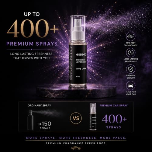Image of Premium Car Air Freshener Spray 60ml | Pure Drive | Anti Odour Technology | Lavender & Vanilla Twist | Interior Fabric Freshener | Long Lasting Luxury Fragrance | Up to 400+ Sprays