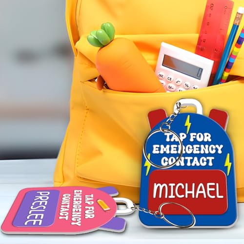 Personalized Backpack Name Tag, Pack of 3 Emergency Contact Keychain, Backpack Name Tags For Kids, Back to School Gifts, Custom Luggage Tags for Suitcases3