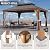 Yardsight 12 x 16 Hardtop Gazebo, Aluminum Wood-Looking Frame Galvanized Steel Double Roof Heavy Duty Permanent Pavilion with Mosquito Netting and Privacy Curtain for Patio, Garden, Lawn.