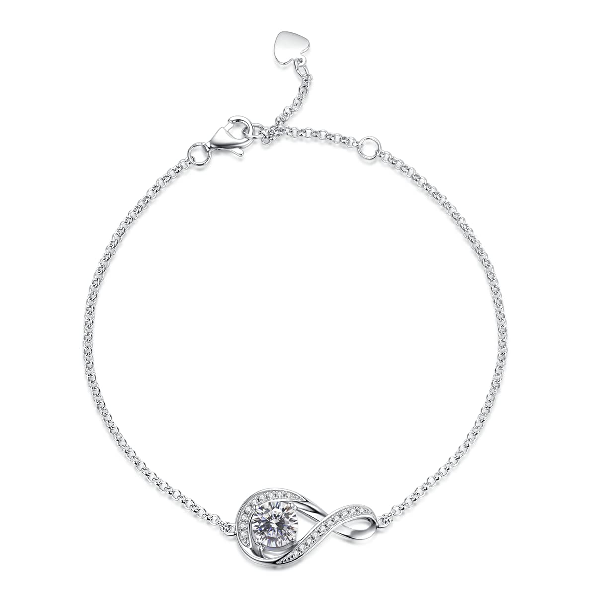 Gemlanto 925 Sterling Zilveren Armband Infinity Gemaakt Citrien November Geboortesteen Armbanden voor Vrouwen Dochter Afstuderen Verjaardag Jubileum Sieraden Geschenken, Verstelbare Ketting 17 1.5 1.5CM