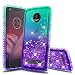 Moto Z2 Play Case, Moto Z2 Play Cases with HD Screen Protector, Atump Fun Glitter Liquid Diamond Cute TPU Silicone Protective Phone Cover Case for Moto Z2 Play Green/Purple