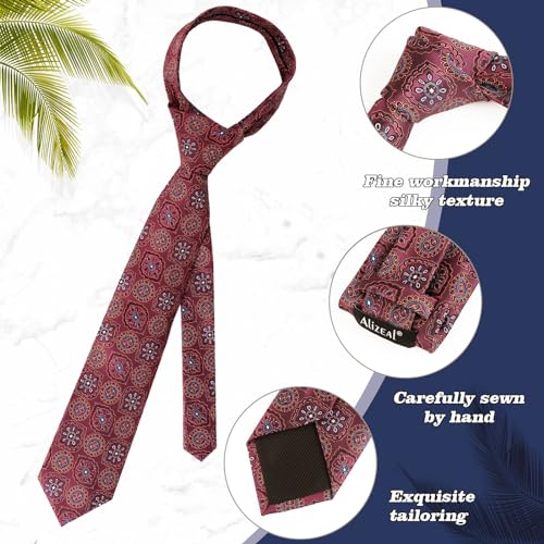 Image of Alizeal Mens Vintage Solid Plaid Tie with Pocket Square 3.15inches Necktie Set