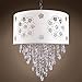 1 Light LED White Drum Shade Pendant with Clear Swarovski Crystals in Chrome