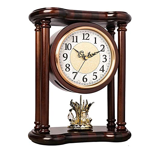 Mantle Clock, Desk Pendulum Clock with Crystal Pendulum,Wood Mantel Clock,Battery