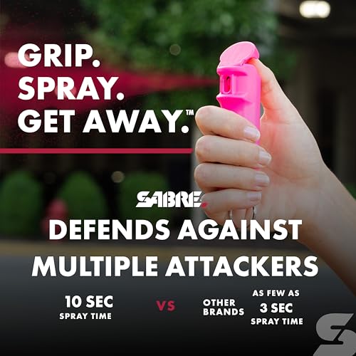 Image of SABRE Pepper Spray & 2‑in‑1 Stun Gun with Flashlight Self Defense Kit - Fast Flip Top 10‑Second Safety Spray with Finger Grip & Keychain - Rechargeable Stun Gun, 1.60 C Charge, 120‑Lumen LED Light