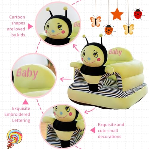 Image of Baby Support Seat, Cute Baby Sofa Chair for Sitting Up, Comfy Plush Infant Seats (Honeybee,W17.5 x H17.5) | Plush Baby Floor Seat for 3-24 Months, Infant Sit Me Up Support Chair with PP Cotton Filling, Comfy Plush Infant Seats